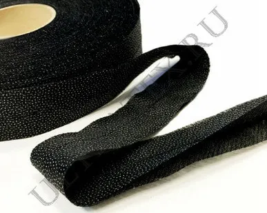 фото Лента нитепрошивная по косой со строчкой LNK-30х2, 30мм (двойная), черный, рул 100м