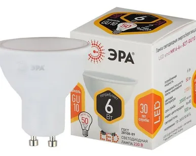 фото Лампа светодиодная MR16-6w-827-GU10 480лм ЭРА Б0020543
