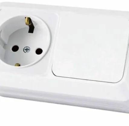 Фото №0 Блок О/У Выключатель 1-кл + розетка с заземлением Олимп Universal