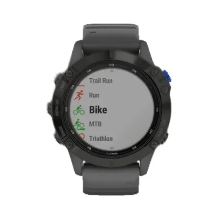 Фото №0 Часы Garmin Fenix 6 Solar серебристые с черным ремешком