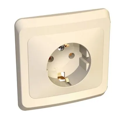 Фото №0 Розетка 1-м СП Этюд 16А с заземл. крем. SchE PC16-003K