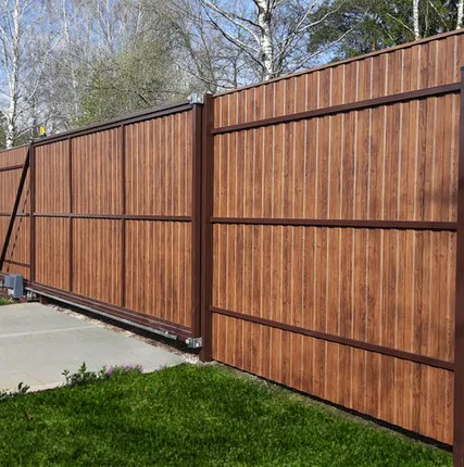 Фото №0 Забор из двустороннего профнастила Морёный Дуб