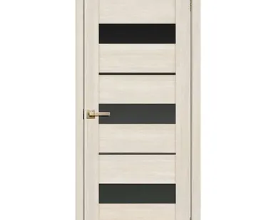 фото Дверь межкомнатная 200 (La Stella) черное стекло, экошпон, Ясень снежный 2000х600мм