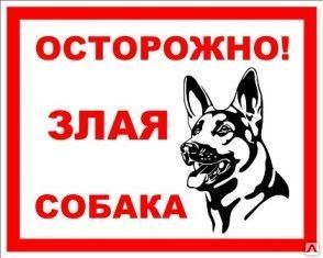 фото Табличка «Осторожно! Злая собака» (пластик)