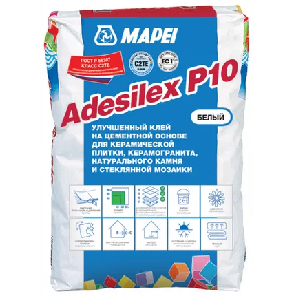 Фото №0 Клей для плитки и камня Mapei Adesilex P10 белый 25 кг