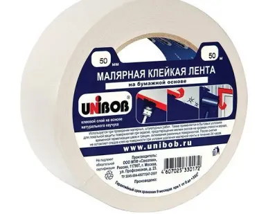 фото Клейкая лента малярная UNIBOB, 50мм x 50м, белая