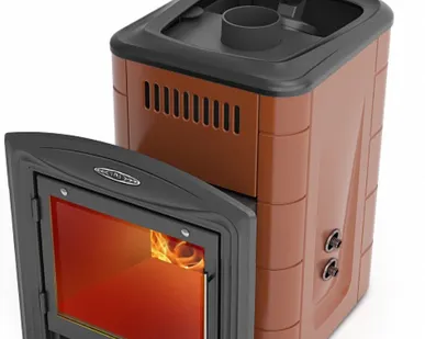 фото Банная печь ТМФ Гейзер Мини 2016 Carbon Витра ЗК ТО терракота