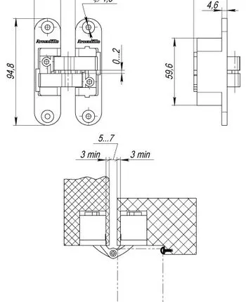 Фото №0 Петля скрытой установки с 3D-регулировкой Architect 3D-ACH 40 SN Матовый никель прав. 40 кг