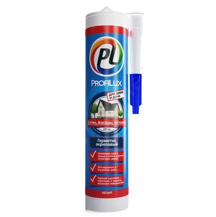 Фото №0 Герметик Акриловый Профилюкс стены, фасады, потолки 300мл/ белый/