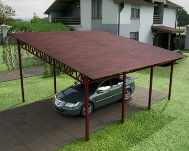 фото Односкатный навес №31 из гибкой черепицы 5,9х6,25 м