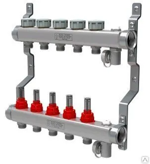 Фото №0 Коллектор в сборе с расходомерами 1" ВР-3/4"НР нержавеющая сталь 11 выходов