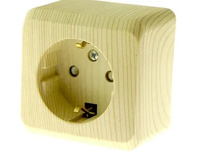 фото Розетка 1-м ОП Этюд 16А с/з з/ш сосна