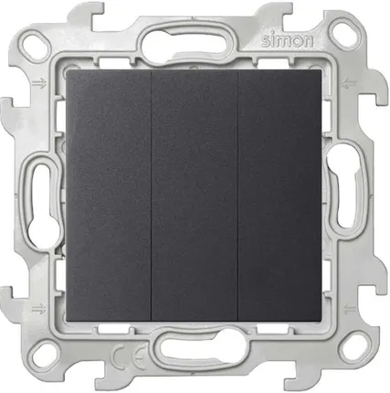 Фото №0 Механизм выключателя 3-кл. 1п 2мод. СП Simon 24 10А IP20 графит Simon 2450391-038
