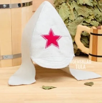 Фото №0 Шапка для бани Буд;новка белая