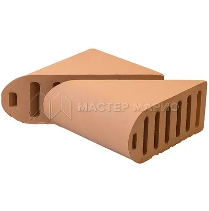 Фото №0 Кирпич угловой керамический «Соломенный» пустотелый полукруглый