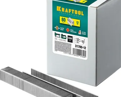фото KRAFTOOL тип 21GA (80/Pr A/Senco AT) 12 мм, 5000 шт, скобы для степлера (31780-12)