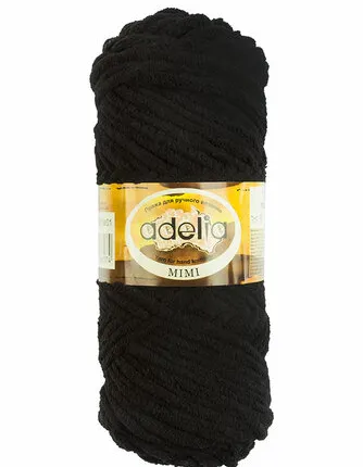 Фото №0 Пряжа ADELIA "MIMI" 100% полиэстер 100 г 80 м №01 ЧЕРНЫЙ