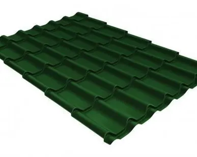 фото Металлочерепица PE толщина 0,45 мм зеленая RAL 6005 Монтеррей