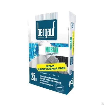 Фото №0 БЕРГАУФ Клей для мозаики (белый) для внутренних и наружных работ (25кг)
