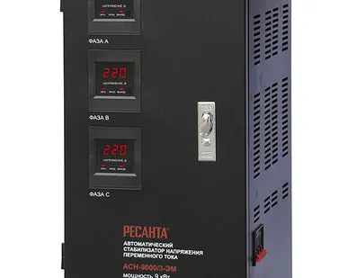 фото Cтабилизатор напряжения 63/4/4 Ресанта АСН-9000/3-ЭМ