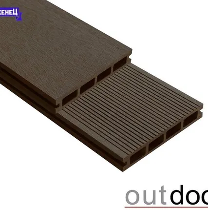 Фото №0 Террасная доска из ДПК Outdoor "Velvet Industrial" цвет: Тёмно-Коричневый, 150x25 мм, вельвет/шлиф. (цена м2)