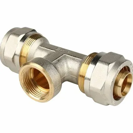 Фото №0 Тройник-переходник STOUT с внутренней резьбой 3/4 х26 для металлопластиковых труб винтовой