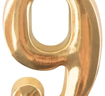 фото Цифра для обозначения номера квартиры, металлическая Золото "9" FIT 67299
