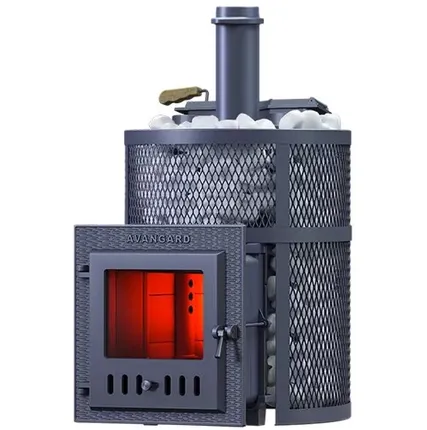 Фото №0 Чугунная печь для бани Авангард ЗК 25 (М) Ураган в круглой сетке