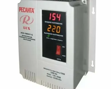 фото Стабилизатор напряжения АСН-1000 Н/1-Ц 1ф 1кВт настен. с одной розеткой IP20 релейный Lux Ресанта 63/6/14