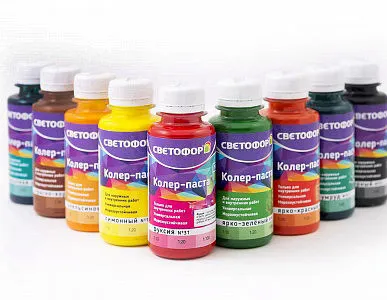 фото Колеровочная паста СВЕТОФОР различных цветов (0,45 л)