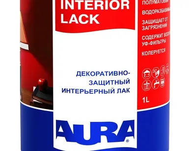 фото Лак AURA Лак для отделки деревянных поверхностей AURA Interior Lack 1 л полуматовый интерьерный
