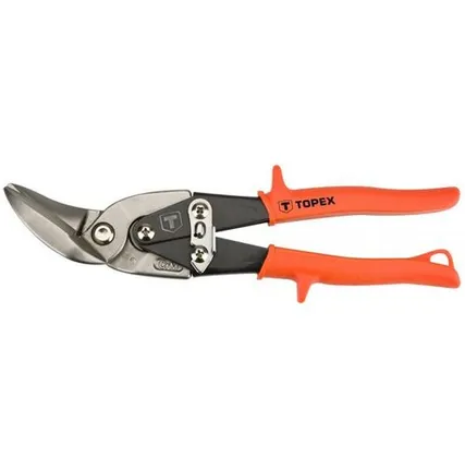 Фото №0 Ножницы по металлу TOPEX изогнутые, 240 мм, CrV, двухкомп. рук., левые