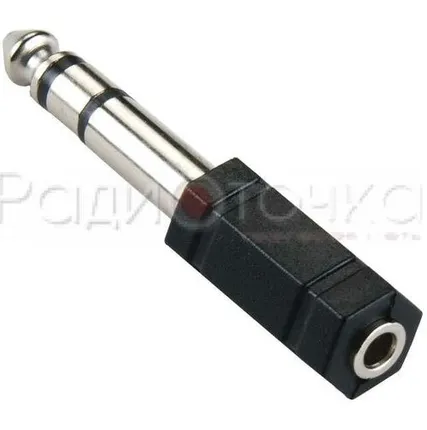 Фото №0 Переходник штекер 6,3мм стерео на гнездо 6,3мм моно (пластик)