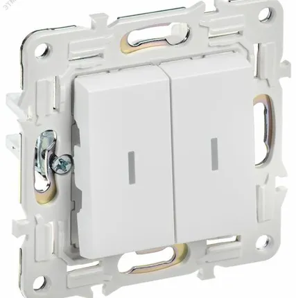 Фото №0 SKANDY Выключатель 2-клавишный с индикацией 10А SK-V09W арктический белый IEK