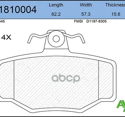 Фото №0 Колодка Тормозная 0343.00 Aywiparts Aw1810004 Задние AYWIparts арт. AW1810004