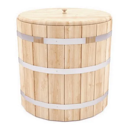 Фото №0 Чан с крышкой 90 л (сибирский кедр, бондарный, обручи и клёпки из нержавейки)