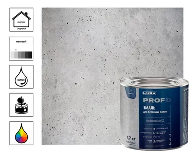 фото Эмаль для бетонных полов быстросохнущая Лакра PROF IT База С 1,7 кг