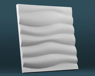 фото 3D панель из гипса Волна горизонтальная (Крупный рельеф) 500x500 мм