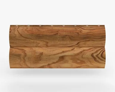 фото Сайдинг Металлический сайдинг «Бревно» покрытие 3D золотой тик Россия, эконом, 0.4-0.45 мм