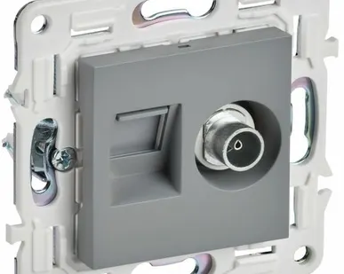 фото SKANDY Розетка двойная TV+RJ45 кат.5E SK-A14Gr серый IEK