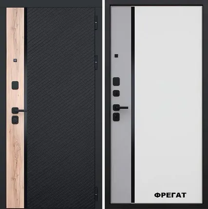 Фото №0 Входная дверь Фрегат дуб Галиф черная-софт Грей белая АСД
