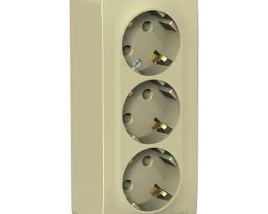 фото Розетка 3-м ОП Blanca 16А IP20 250В с заземл. без защ. шторок с изолир. пластиной беж. SE BLNRA010317