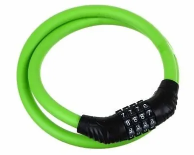 фото VETTA Замок велосипедный, 12x800мм, с матовым кодовым замком из 4 цифр зеленый