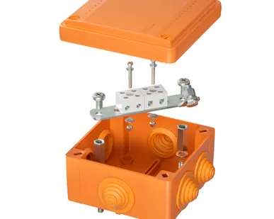 фото Коробка ответвительная FS 100х100х50мм 4р 450В 6А 4кв.мм с каб. вводами и клеммн. IP55 пластик. DKC FSB11404