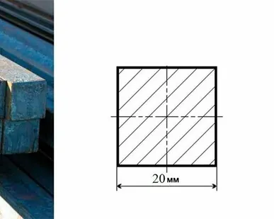 фото Квадрат пруток Сталь СТ3 д. 20 мм. длина 500 мм. ( 50 см. ) Железный Сортовой горячекатаный стан