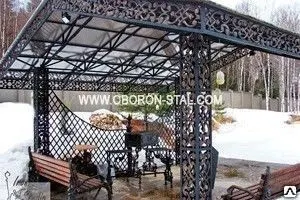 фото Кованая беседка с мангалом