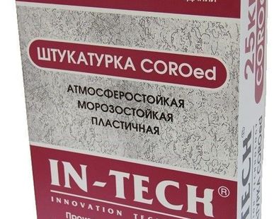 фото Штукатурка декоративная "Короед" цементная серая IN-Teck Fasade, 25кг