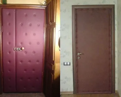 фото Обивка дверей пластиком, листовым металлом, кожзаменителем