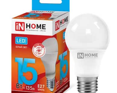 фото IN HOME Лампа светодиодная 15Вт Е27 4000К 1350Лм A60 груша LED-A60-VC IN HOME