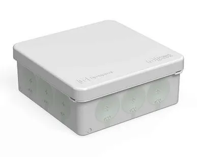 фото Коробка распред. ОП 100х100х40 для прямого монтажа двухкопм. безгал. (HF) IP66 сер Промрукав